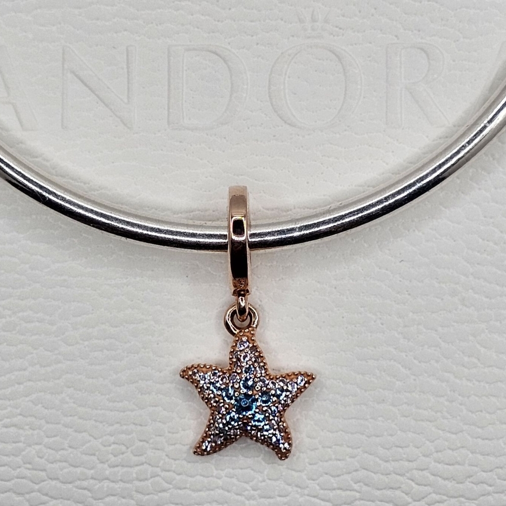 🌊 Authentic Pandora ⭐️RETIRED⭐️ ROSE STARFISH DANGLE CHARM
